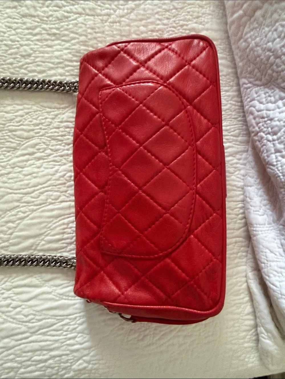 Chanel Quilted Red Chain-Handle Shoulder Bag